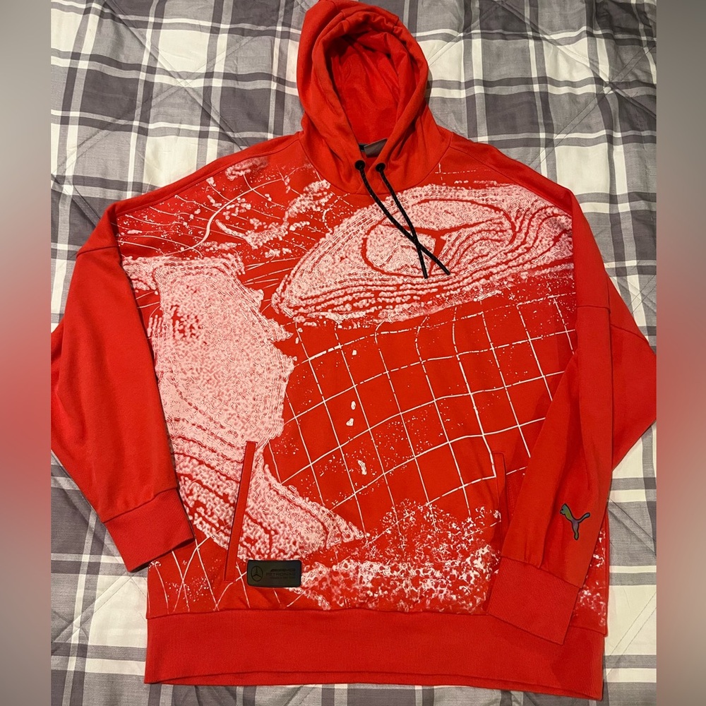 Puma AMG Statement Pullover Hoodie Mens Red Casual Athletic Sz M